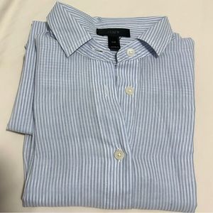 J. CREW Blue Pin-stripe Shirt Dress Bottom down 100% cotton Size XXS
